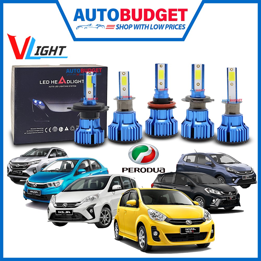 VLight DOB Car LED Headlight 6000K White Light H4 H7 H11 Perodua