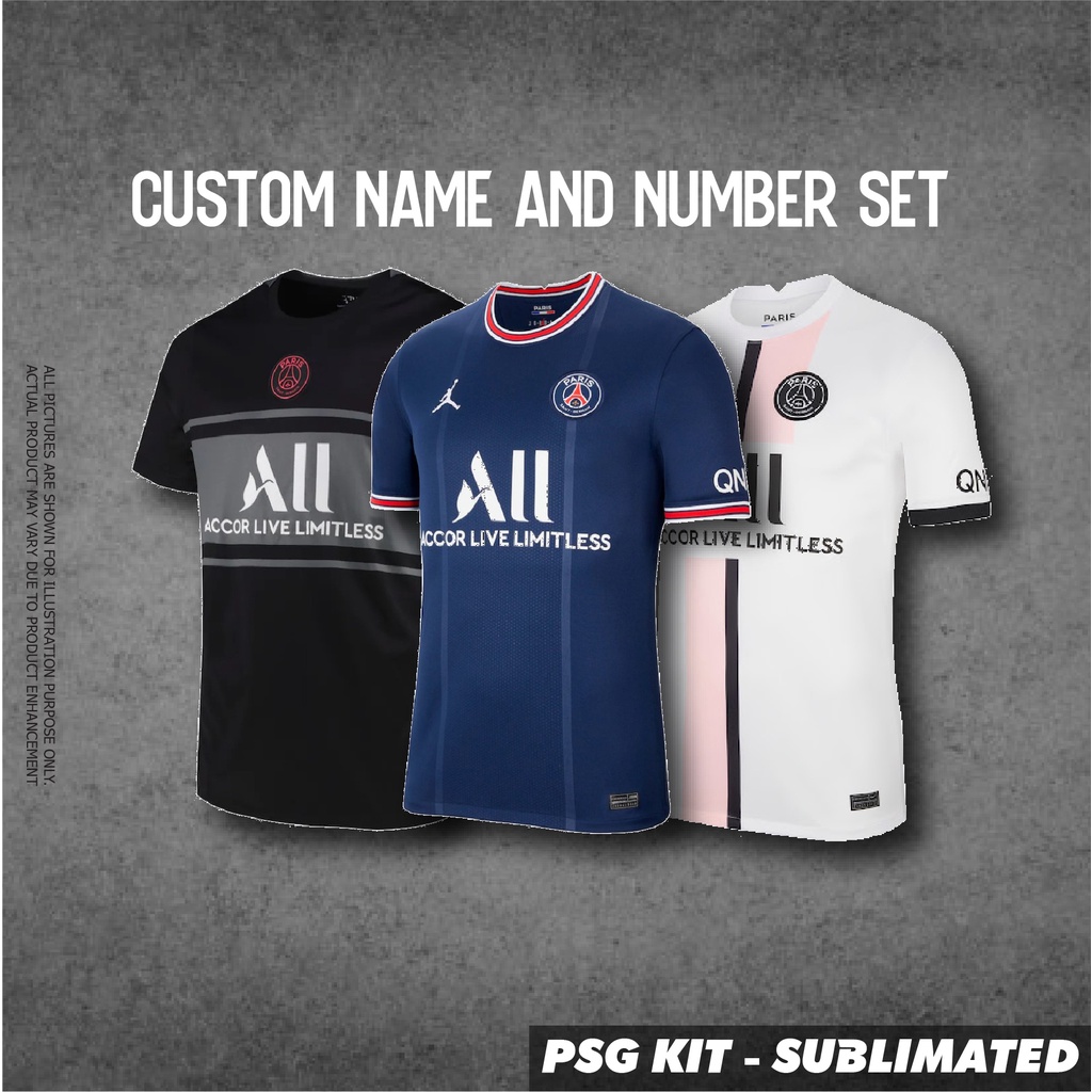 PSG JERSEY CUSTOM NAME & NUMBER.PARIS SAINT GERMAIN KIT (NAME SET)