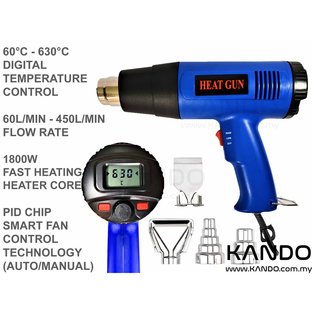 [MALAYSIA]Adjustable Temperature Digital Heat Gun 1800 Watts Hot Gun