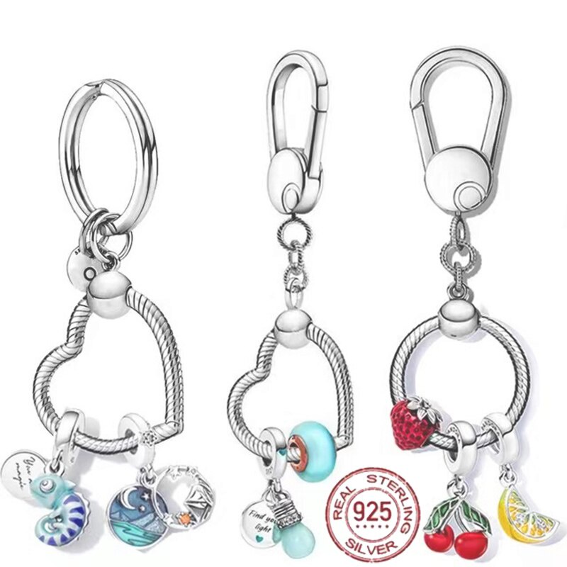 2022 New Authentic 925 Sterling Silver Moment Pendant Bag Keychain ...