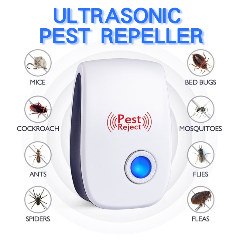 (EU PLUG) Pest Reject Ultrasonic Intelligent Repeller Anti Mosquito ...