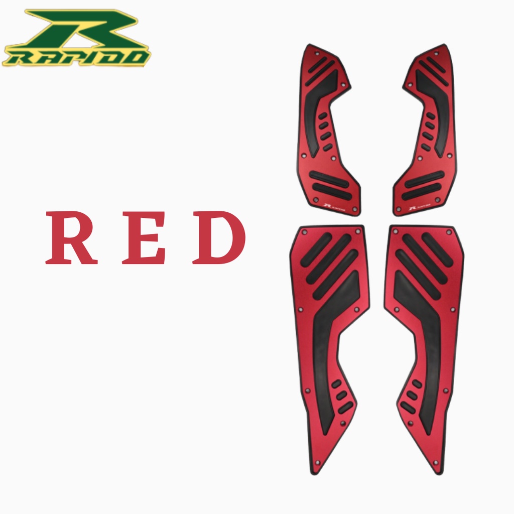 RAPIDO YAMAHA NMAX V2 FLOOR PANEL V.1 RUBBER ALLOY (RED/TITANIUM ...