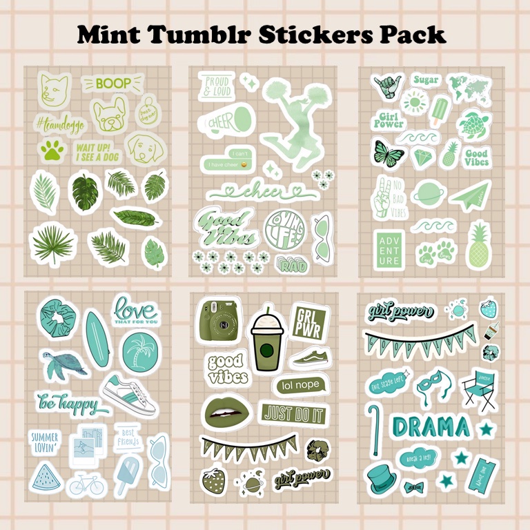Mint tumblr Stickers Pack tumblr mint sage green Stickers journal ...