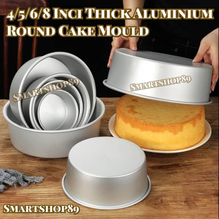 4/5/6/8 Inci Thick Aluminium Alloy Round Cake Mould / Chiffon BAKING ...