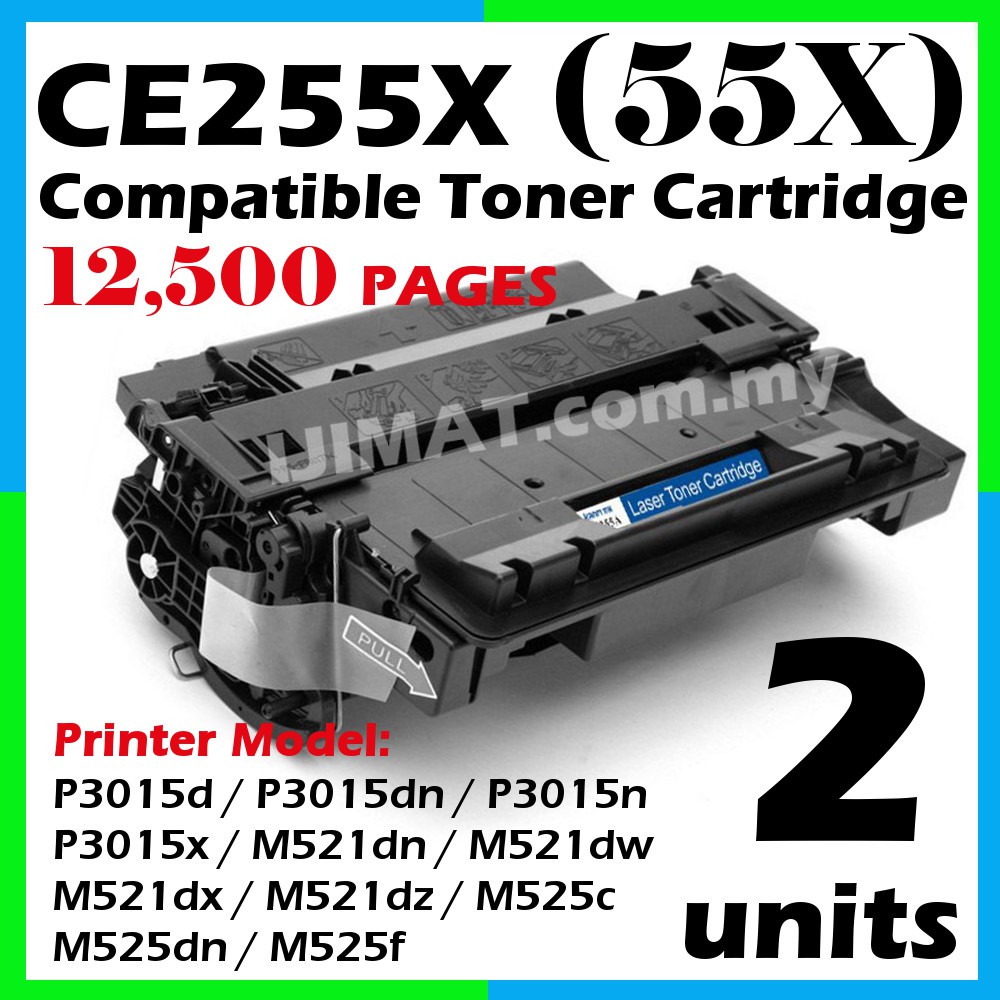 2x Compatible Laser Toner CE255X CE255 CE255A HP LaserJet P3015 P3015d ...