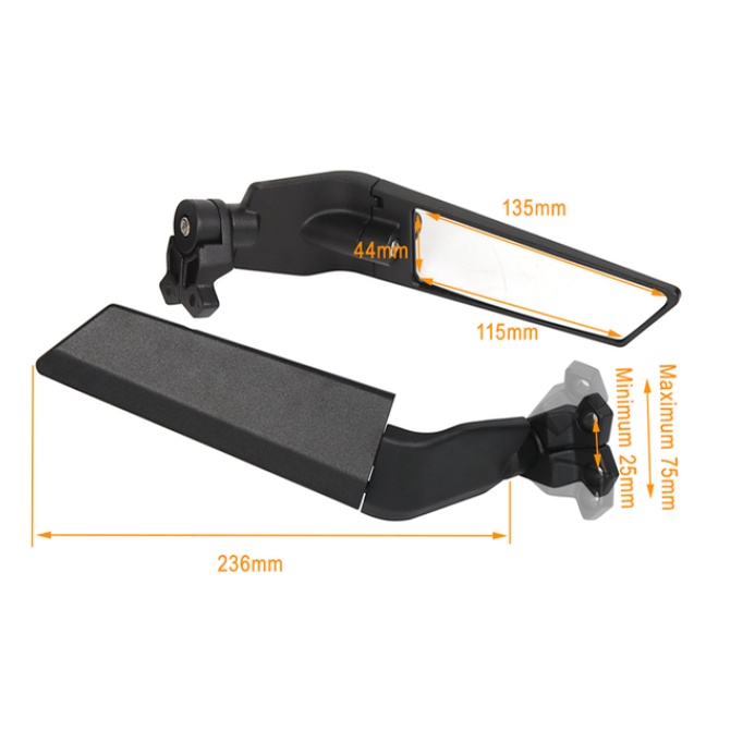 Modified Motorcycle Mirrors with LED light Adjustable Rotating Side ...