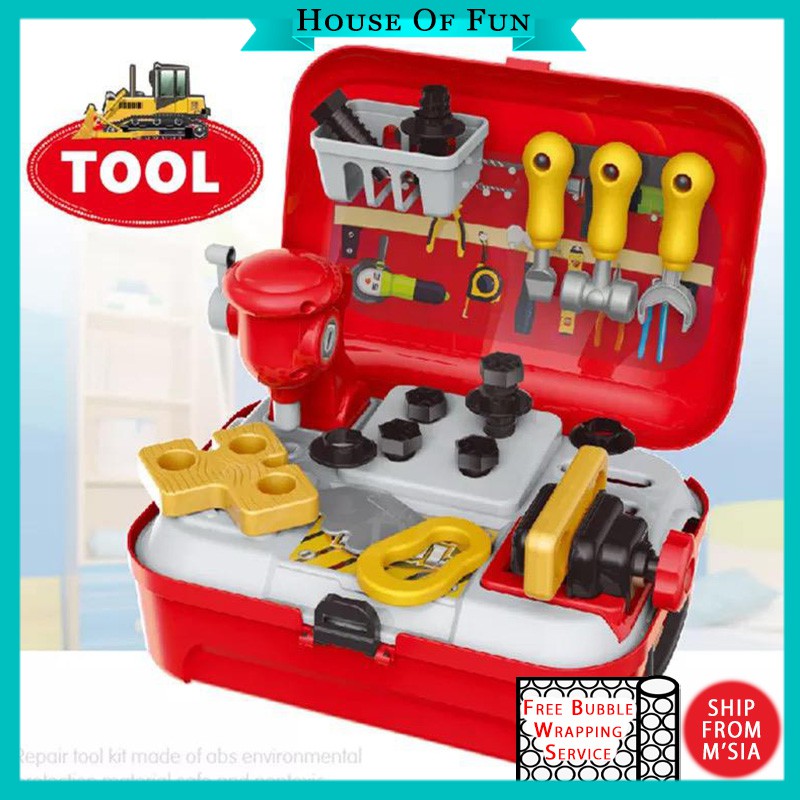 [Ready Stock] Tool Kit Toys with Backpack Construction Building Set ...