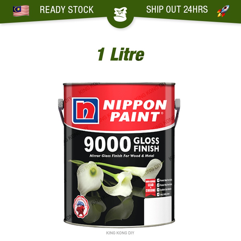 🔥READY STOCK🔥 1L NIPPON PAINT 9000 Gloss Finish Oil Based Wood Metal ...