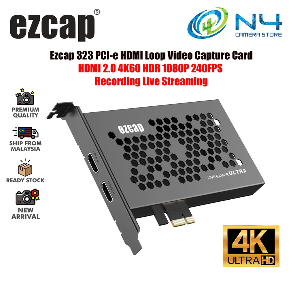 EZCAP 323 Live Gamer Ultra PCIe Gen2 HDMI 4K 60 FPS Video Capture Card