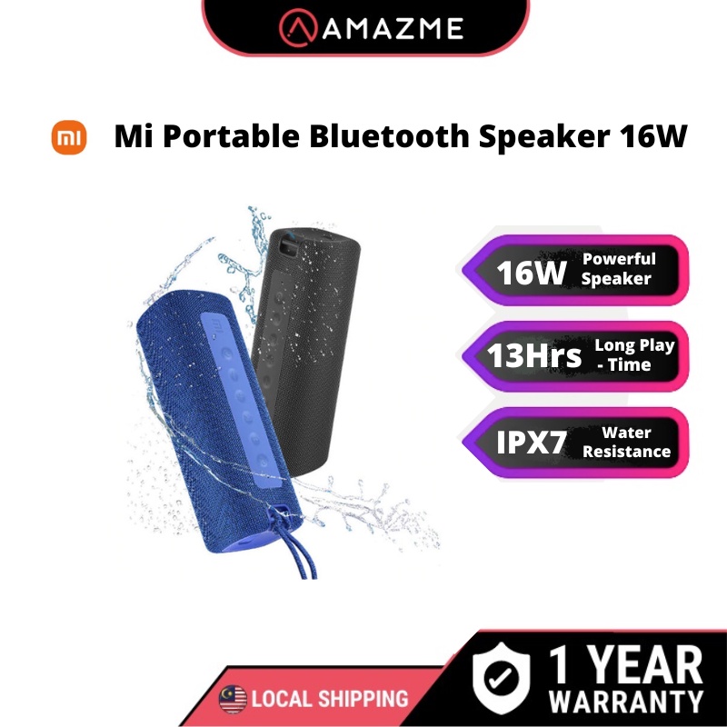  Xiaomi Mi Portable Bluetooth Speaker, Sound, True Wireless  Stereo, Bluetooth 5.0, IPX7 Waterproof, Long Play Time, Black : Electronics