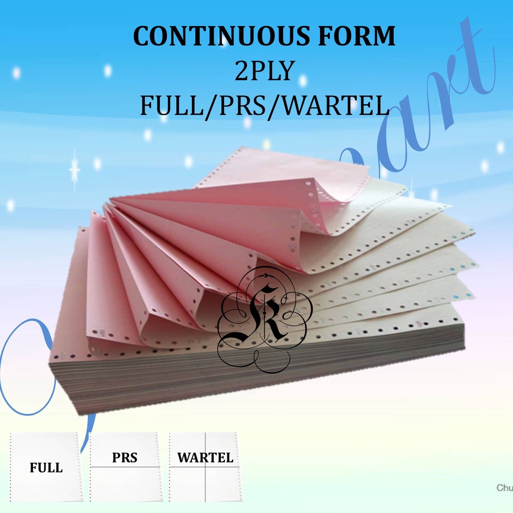 Continuous Form Reform Receipt Paper 2 Ply (9,5/2