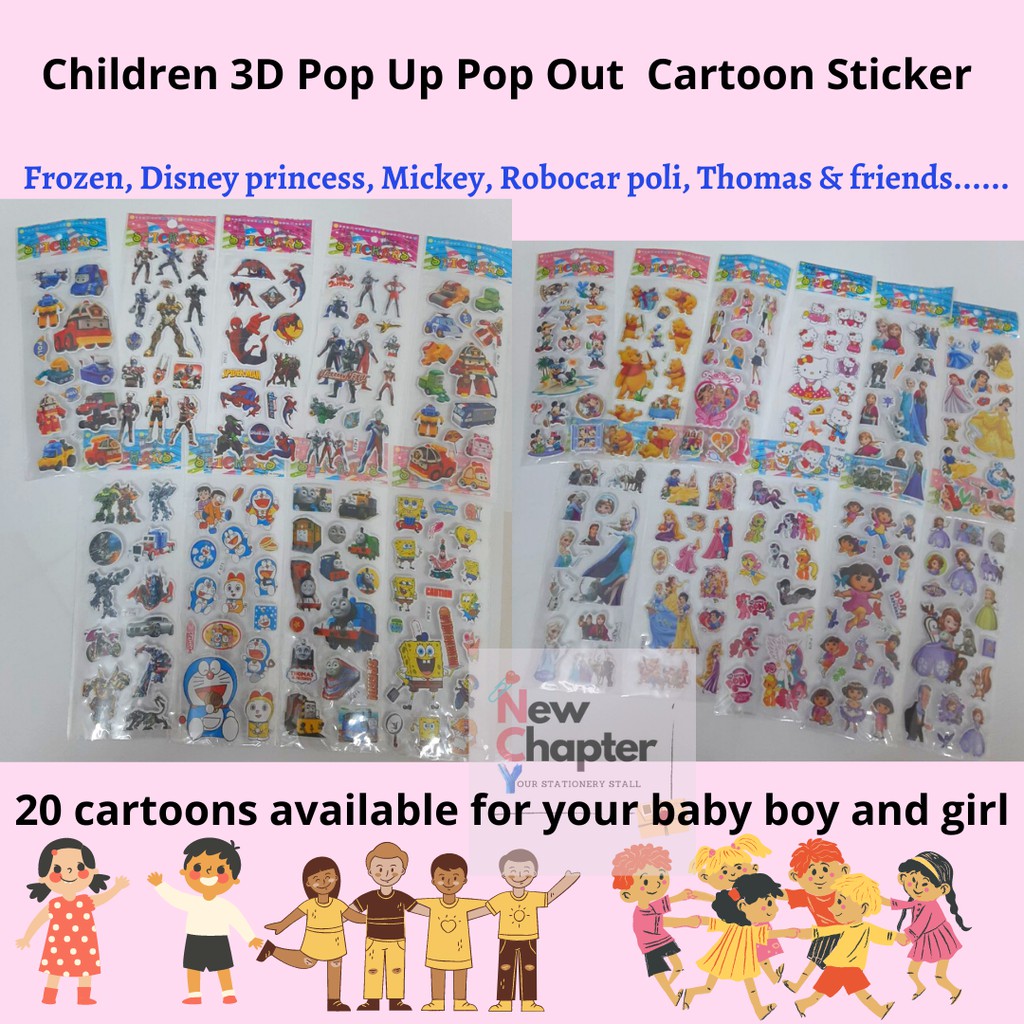 Kids Children 3D Pop Up Frozen Princess Pony Barbie Pop Out Bubble ...