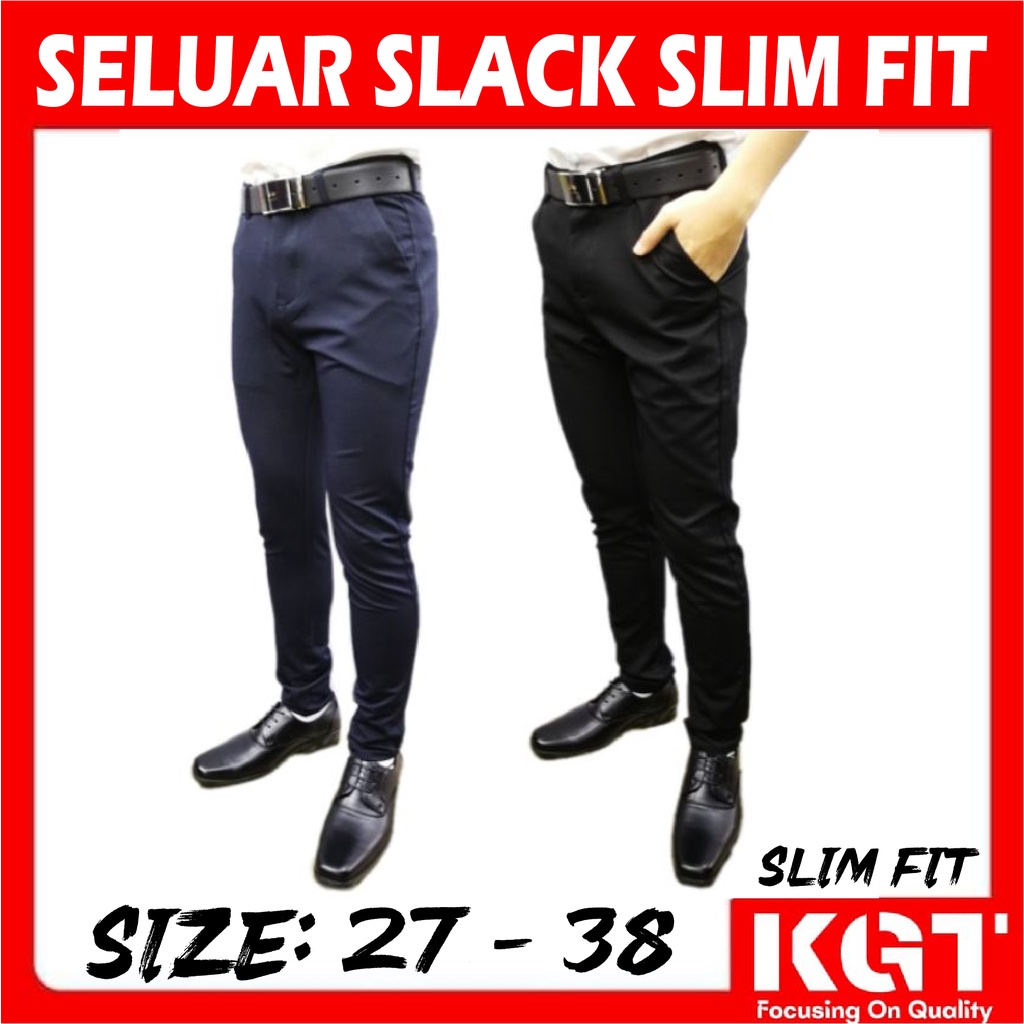 Seluar slack store hitam slim fit