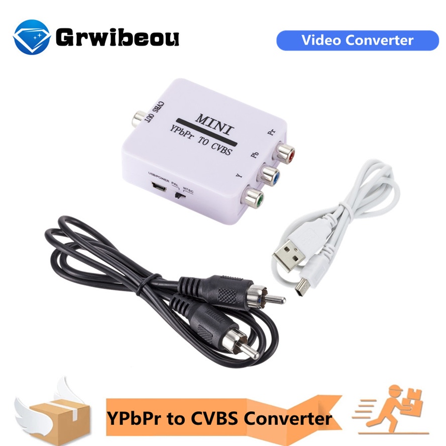 Grwibeou Ypbpr To Cvbs Mini Video Converter Adapter Support P Av Converter Pc To Tv Hd