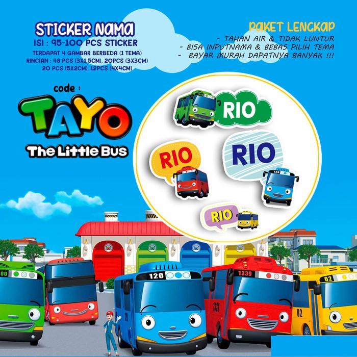 Tayo Theme Character Name Label Sticker | Shopee Malaysia