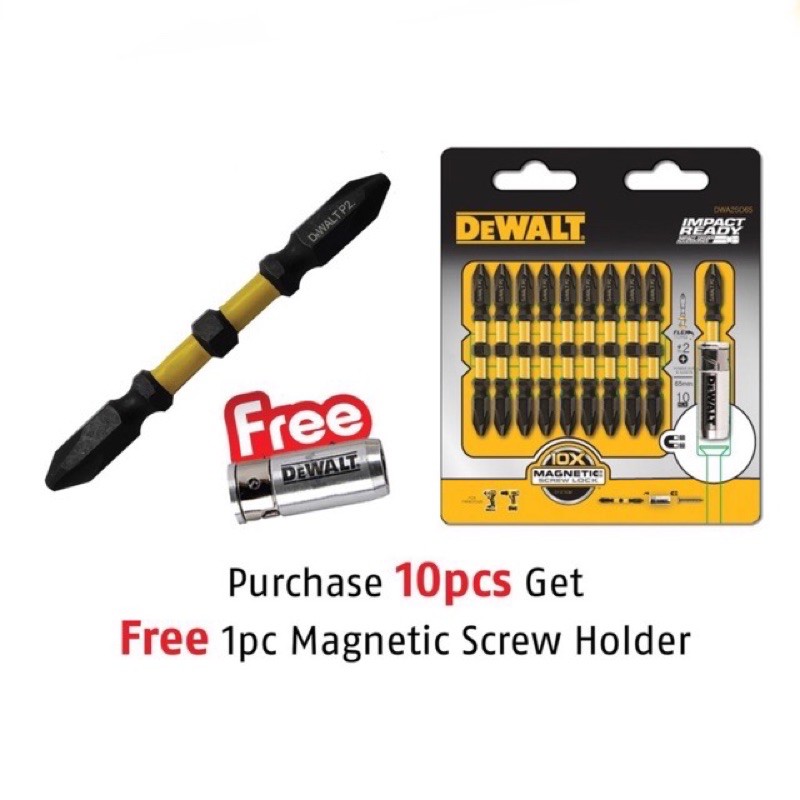 [100 ORIGINAL] DEWALT DOUBLE ENDED SCREWDRIVER BIT PH2 65MM