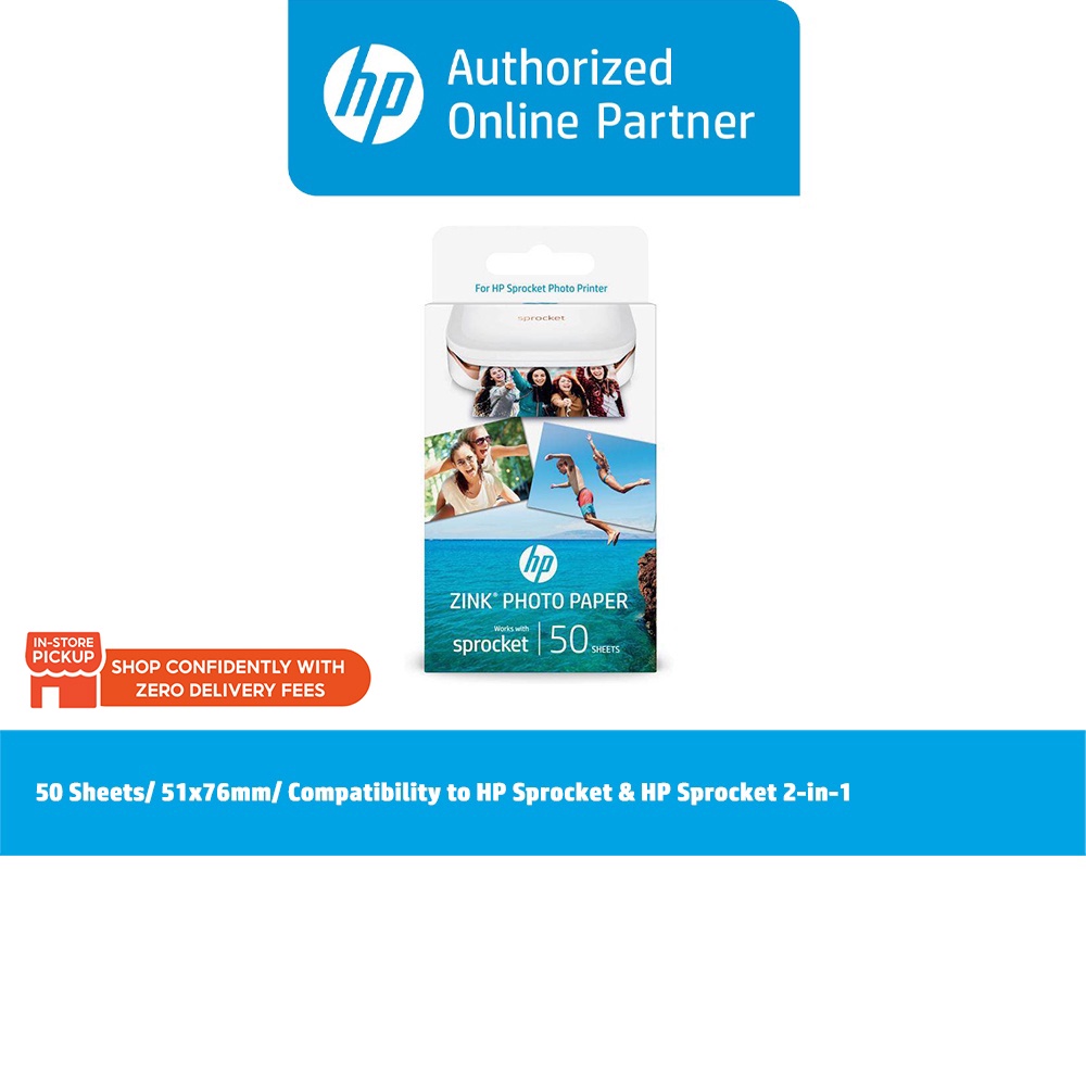 Hp zink sticky backed photo paper 2 x 3 1rf42a 50 s shopee malaysia