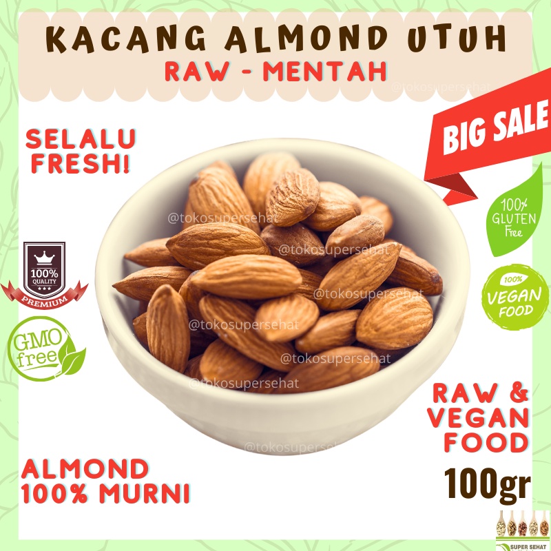 Almond RAW/ORGANIC RAW Almond 100GR ORGANIC Almond Nuts | Shopee Malaysia