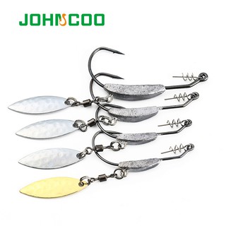4pcs Offset Fishing Hooks Lead Weighted Crank Hook with Spoon Soft Baits  Hook Add Lead Weight Worm Hook
