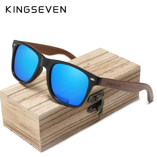 KINGSEVEN New Black Walnut Sunglasses For Men And Women Wood Polarized