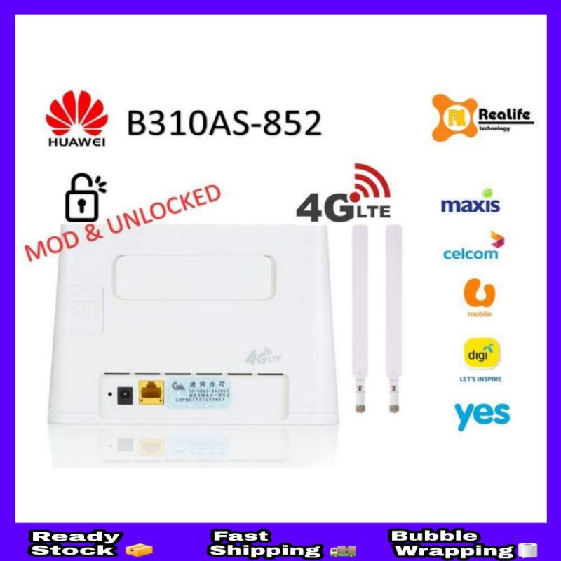 HUAWEI NEW SET Mod Unlimited Hotspot B310 4G Router B310AS-852 | Shopee ...