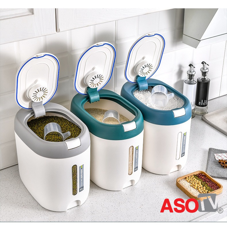 ASOTV® 5KG/10KG Rice Box Nano Bucket Insect Moisture Proof Food Storage ...
