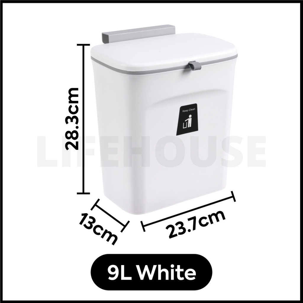 Upgraded 9L Hanging Dustbin Rubbish Bin Kitchen Large Trash Bin Can Big ...