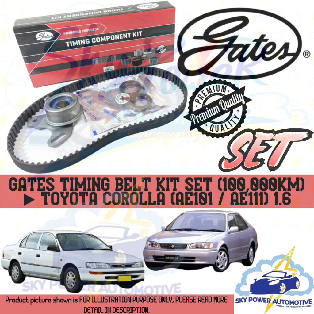 TOYOTA COROLLA (AE101/AE111) 1.6 GATES TIMING BELT KIT SET (100,000KM