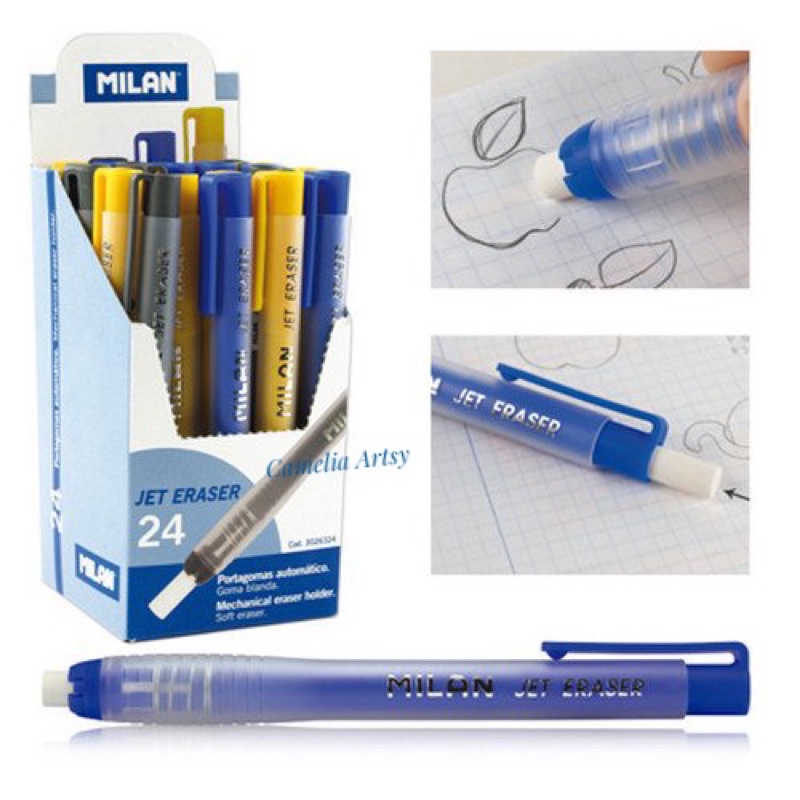 MILAN JET AUTOMATIC STICK ERASER HOLDER W/SOF WHITE ERASER🔥offer🔥 ...