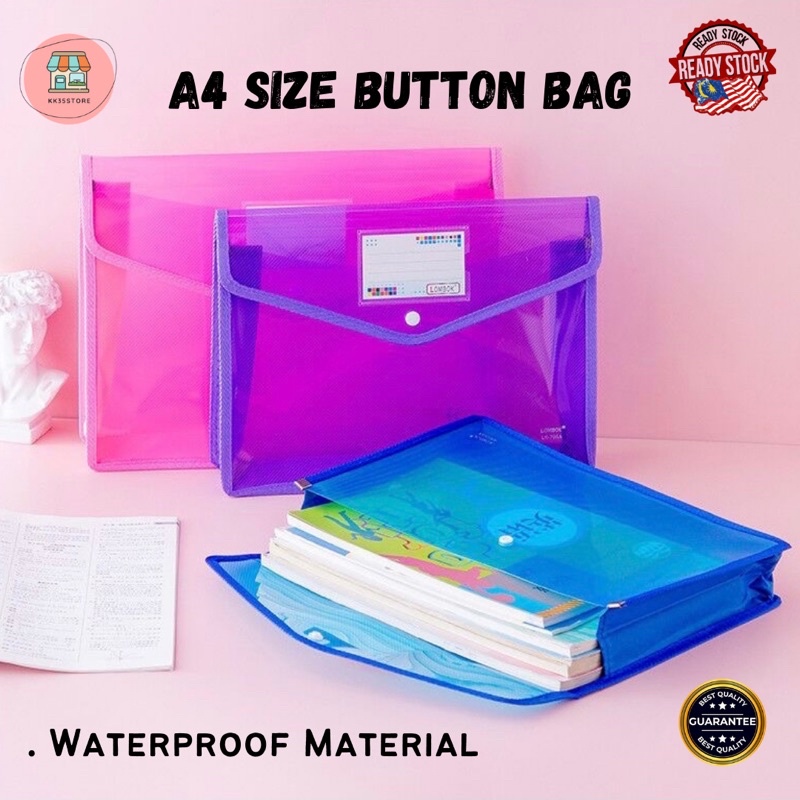 [READY STOCK] A4 Size Transparent Button File Bag/File Holder-Vertical ...