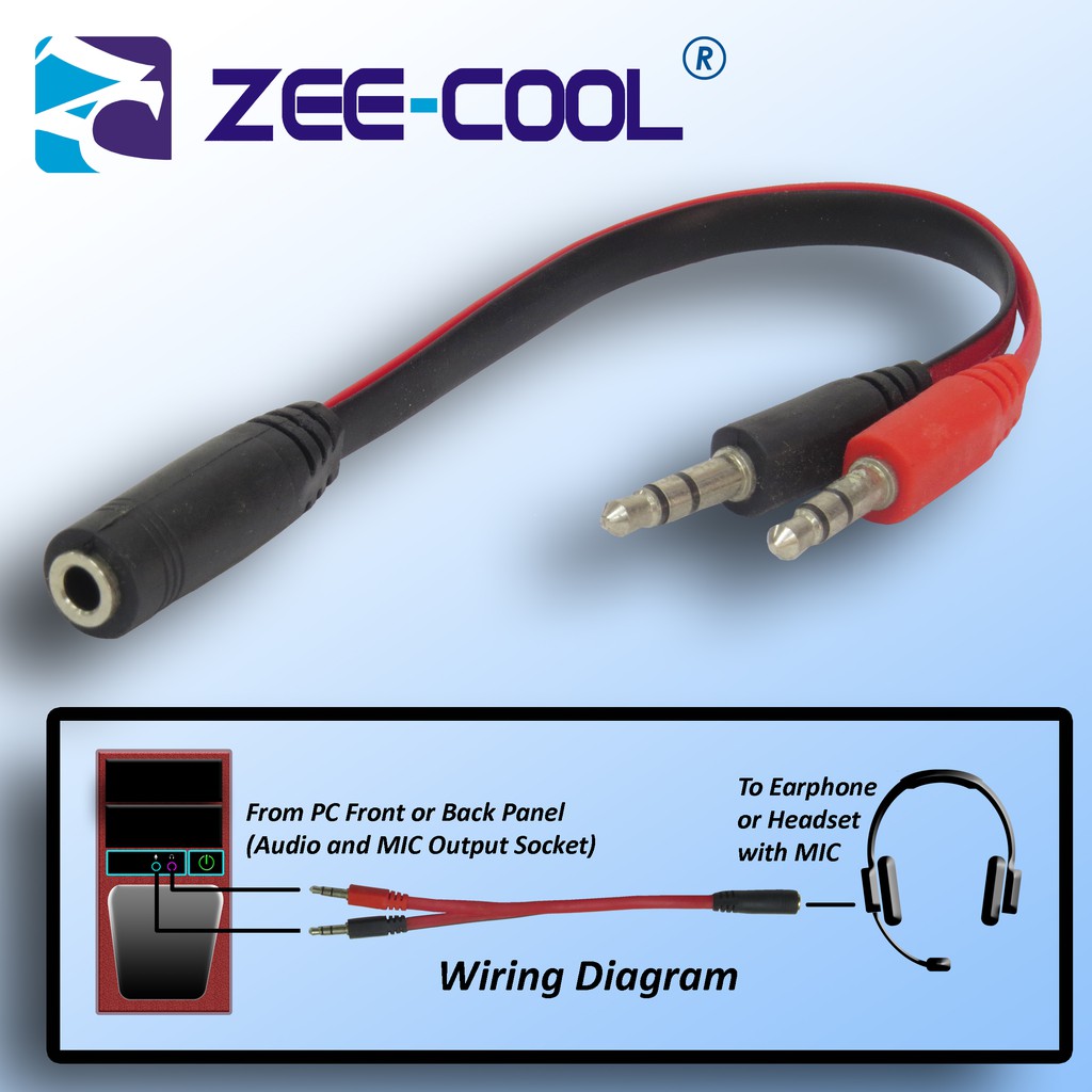 Headphone and Microphone combiners cable / 3.5mm TRRS Audio Female Jack