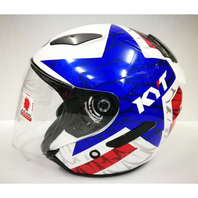 HELMET KYT HELLCAT STAR WHITE | Shopee Malaysia