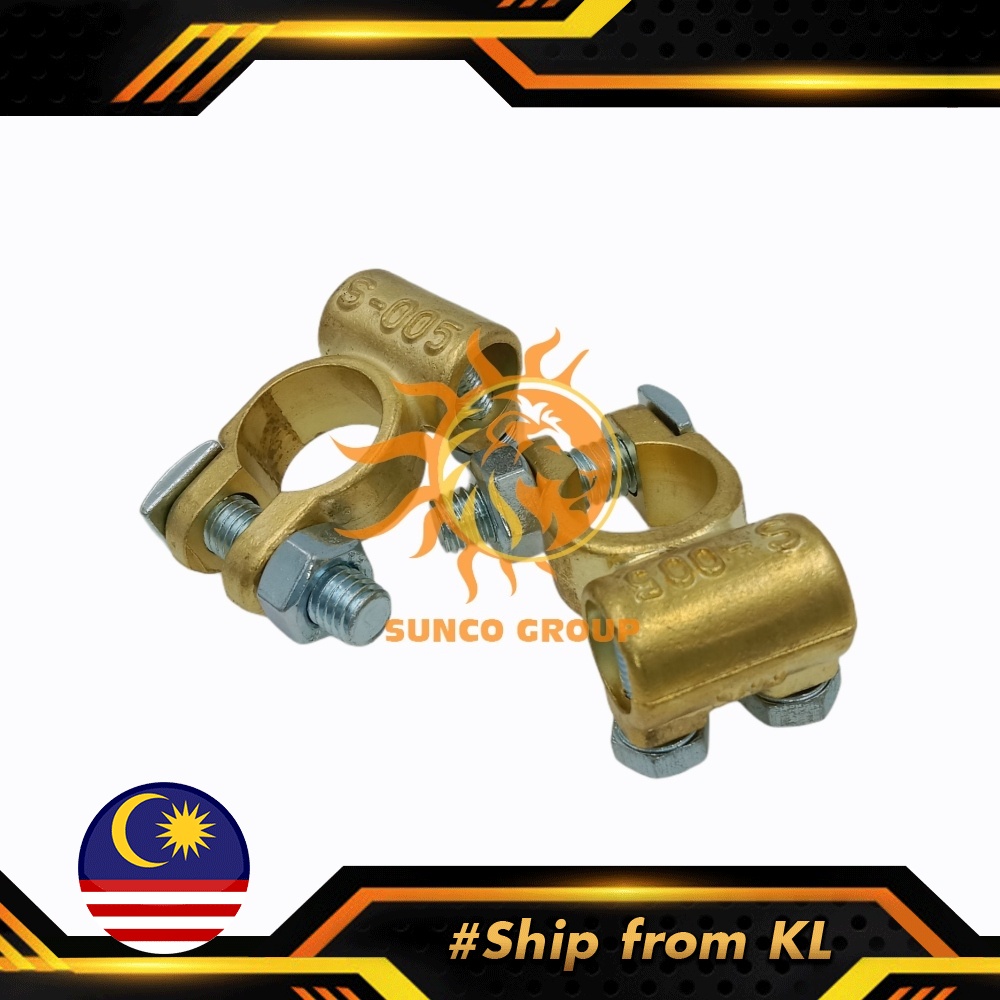 1pc Universal Copper Car Battery Terminal Clamp Set Positive Negative ...