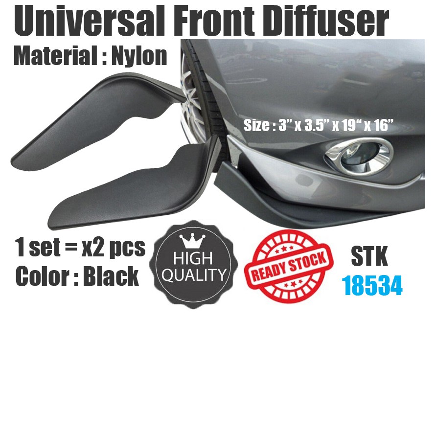 ( Black Nylon ) Car Front Deflector Spoiler Splitter Diffuser Bumper ...
