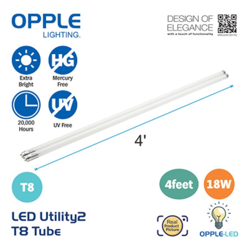 OPPLE Lighting OP-T8-U2A-18W LED Utility2 T8 Tube 4 Feet | Shopee Malaysia
