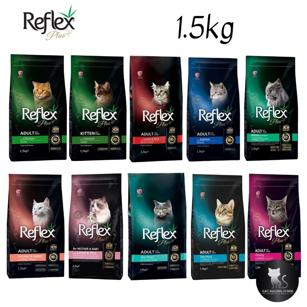Reflex Plus Adult & Kitten Cat Dry Food 1.5KG - Lamb/ Salmon/ Chicken ...