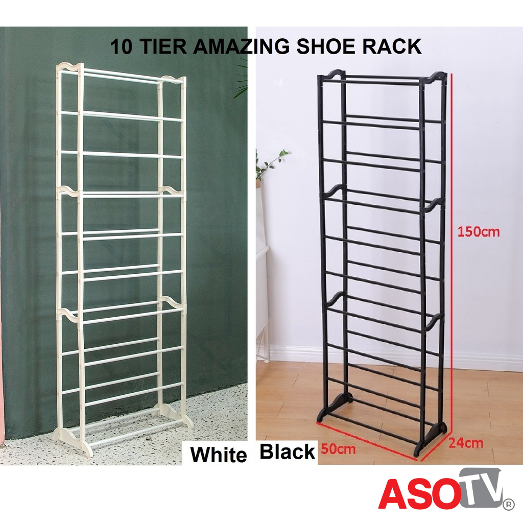 ASOTV® 10 Tier Amazing Shoe Rack Storage Rack / Rak Kasut / Rak Tudung