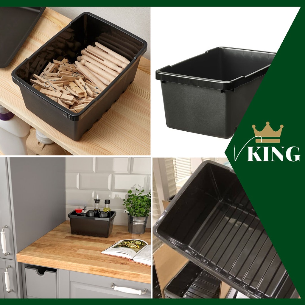 IKEA STORAGE CONTAINER UPPSNOFSAD STORAGE BOX BLACK 25X17X12CM 4L KOTAK