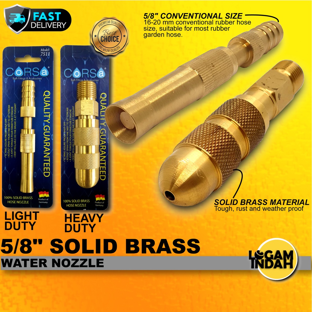 SOLID BRASS ADJUSTABLE WATER NOZZLE / GARDEN SPRAY GUN / LIGHT DUTY