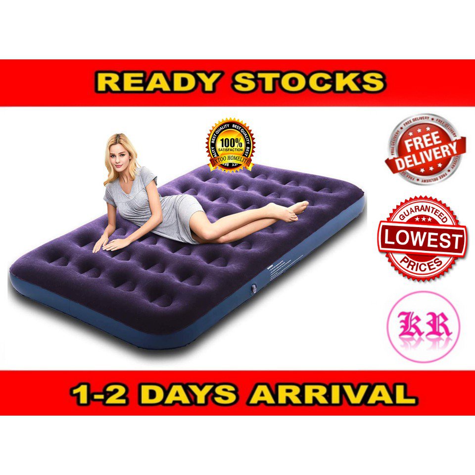 【FREE AIR PUMP】Inflatable Air Bed Mattress Single Double Queen Size