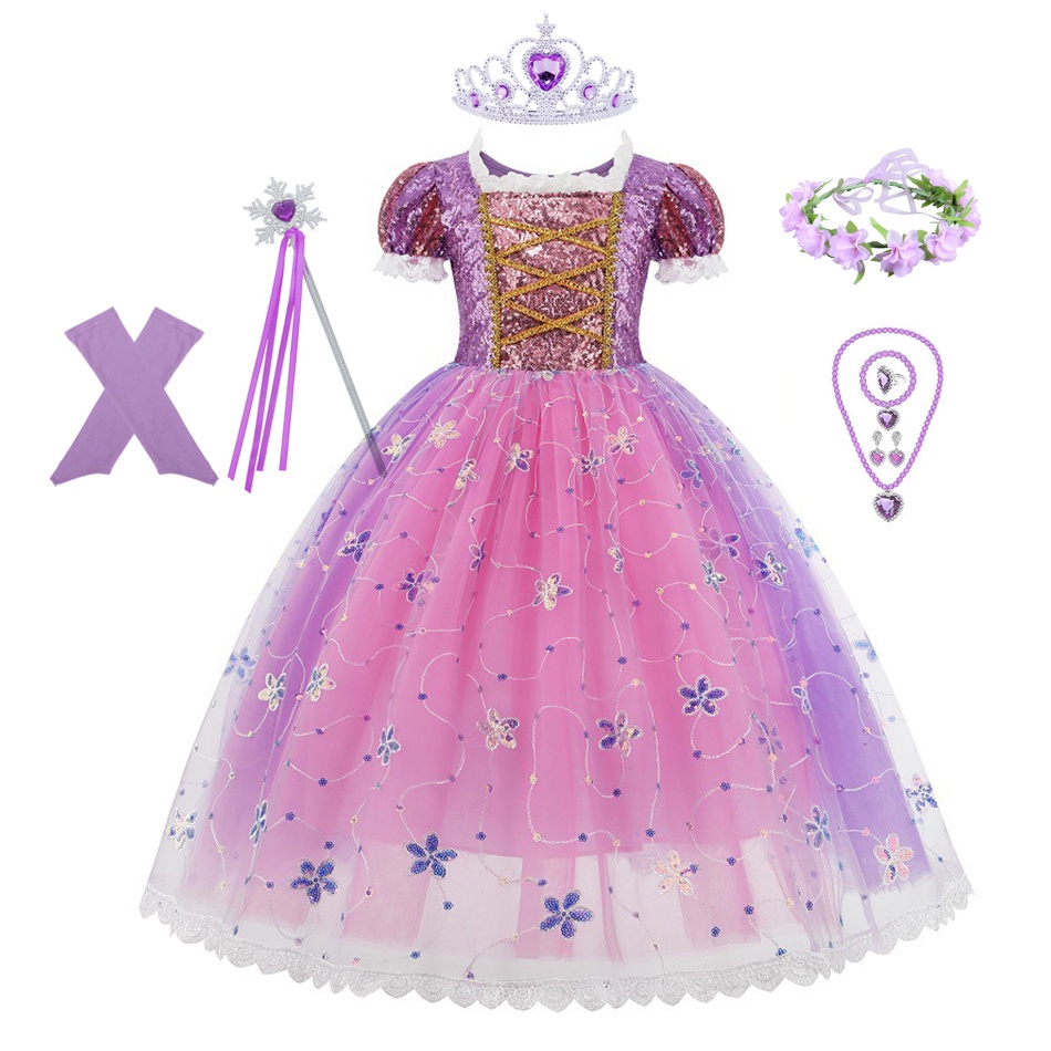 Baby Girl Rapunzel Princess Dress Halloween Party Cosplay Costume
