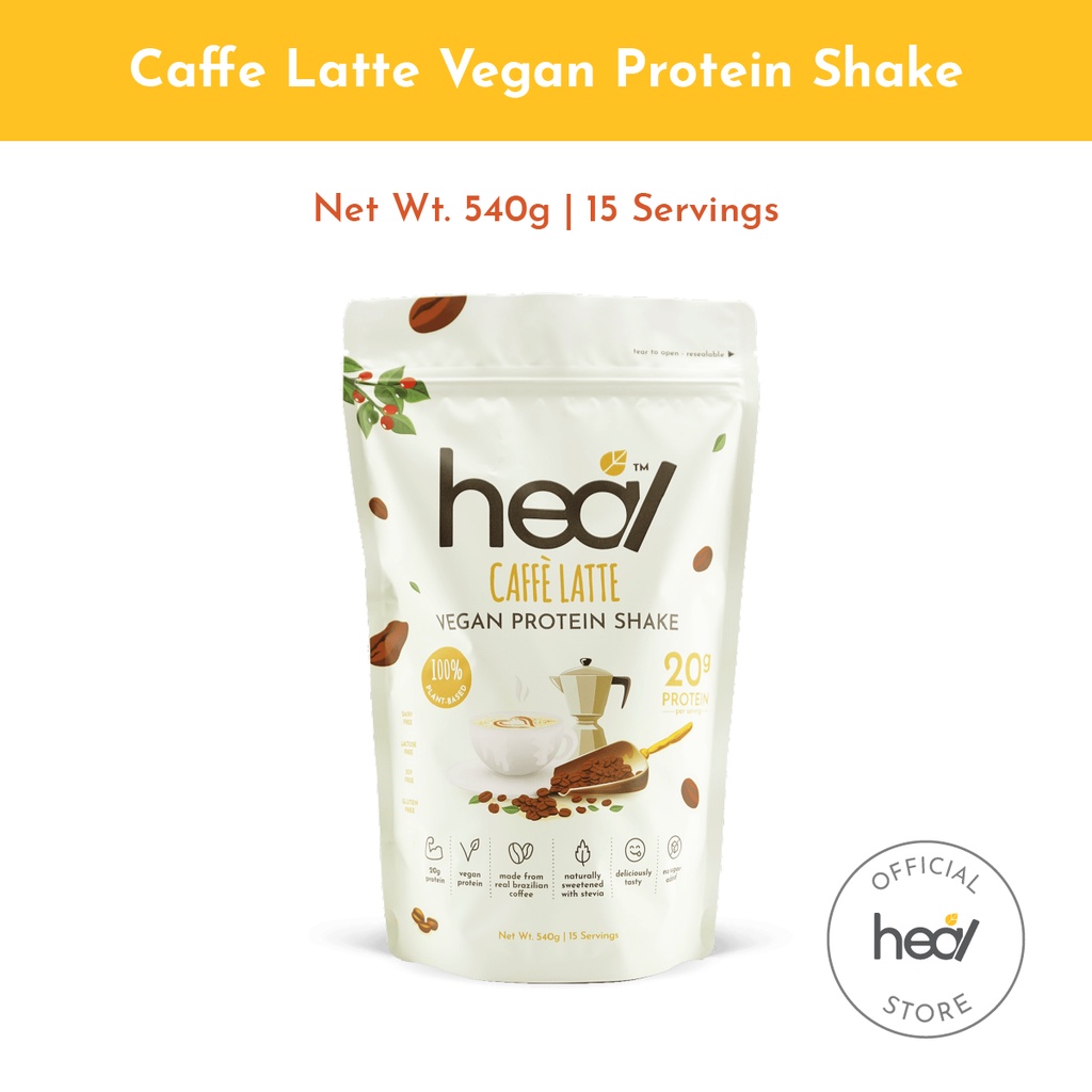 Heal Caffe Latte Vegan Pea Protein Shake Powder Plant Based Suitable ...