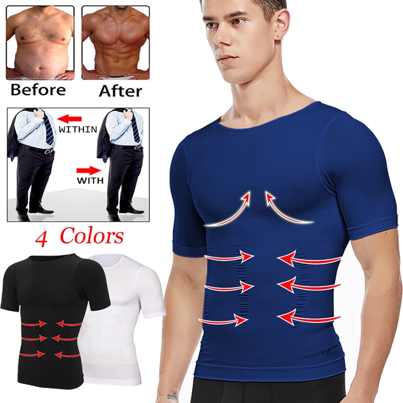 Mens Slimming Body Shaper Male Compression Chest Abdomen Tummy Control ...