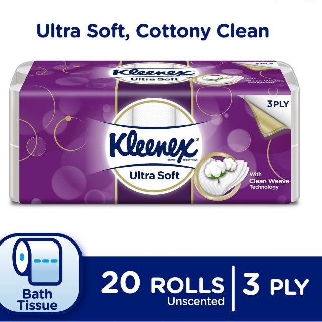 Kleenex Ultra Soft Cottony Clean Bath Tissue/Toilet Paper 20 Rolls