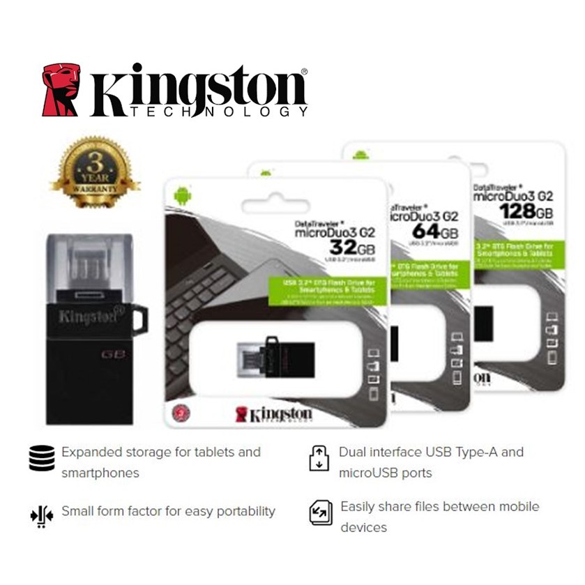 Kingston 128GB MicroDuo 3.0 USB Flash OTG Drive