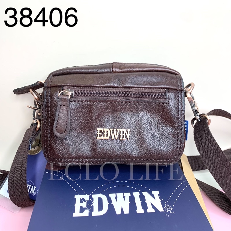 Edwin Sling Bag Pouch Bag Original Genuine Leather Attach With Belt 2 in 1 EESB 38407 I 38406 I 38408 I 38409 Shopee Malaysia