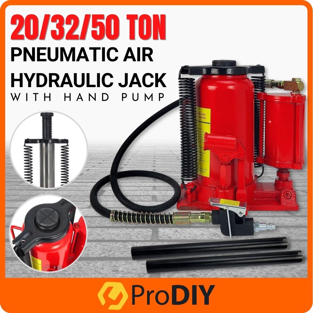20 Ton / 32 Ton / 50 Ton Heavy Duty Pneumatic Hydraulic Bottle Air Jack  With Hand Pump