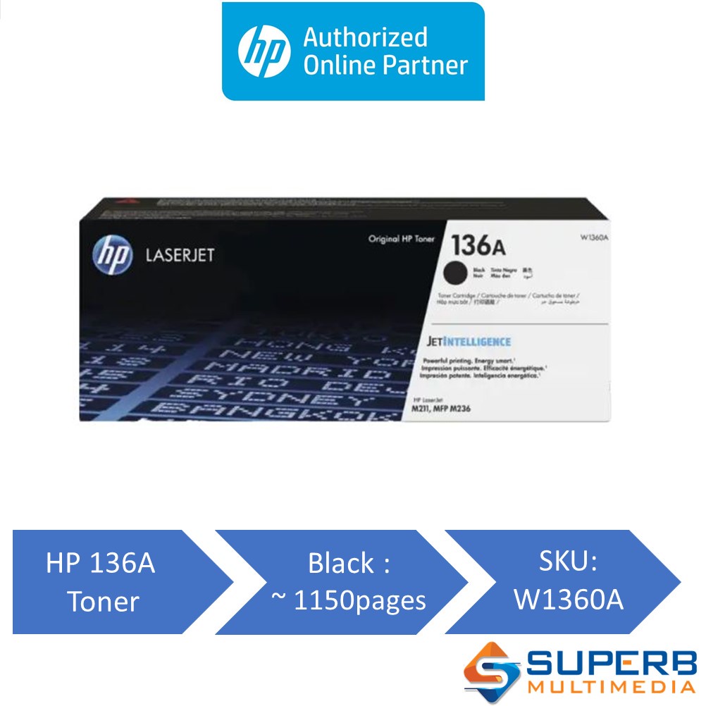HP 136A Black Original LaserJet Toner Cartridge [W1360A] | Shopee Malaysia