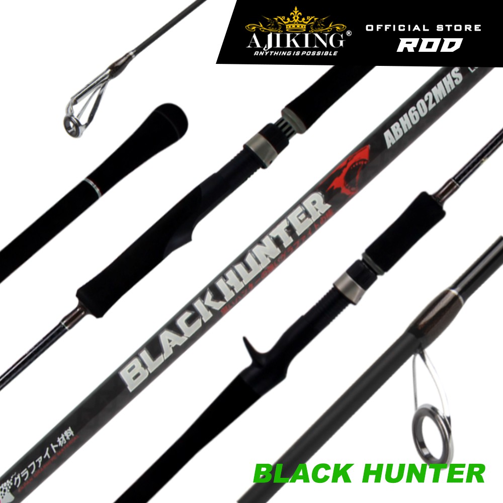 6'0ft-12'0ft) Ajiking Black Hunter Spinning / Casting Fishing Rod Heavy Max  Load (6kg-12kg)