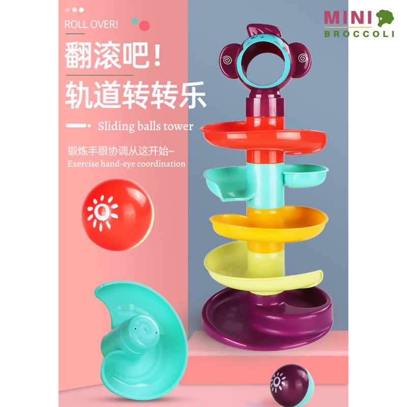 [Mini Broccoli] Children Colorful Sliding Balls Tower Fun Toys | Shopee ...